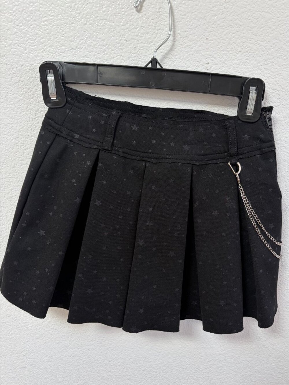 Tractr Girls 8 Black Star Pleated Skort Chain Y2K Goth Punk Skater